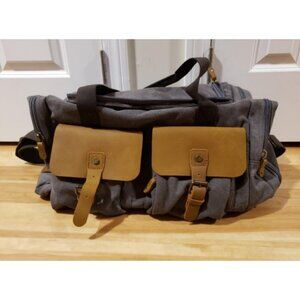 Duffle Bag for Men Women Canvas Genuine Leather Large Duffel Bag Overnight Bag